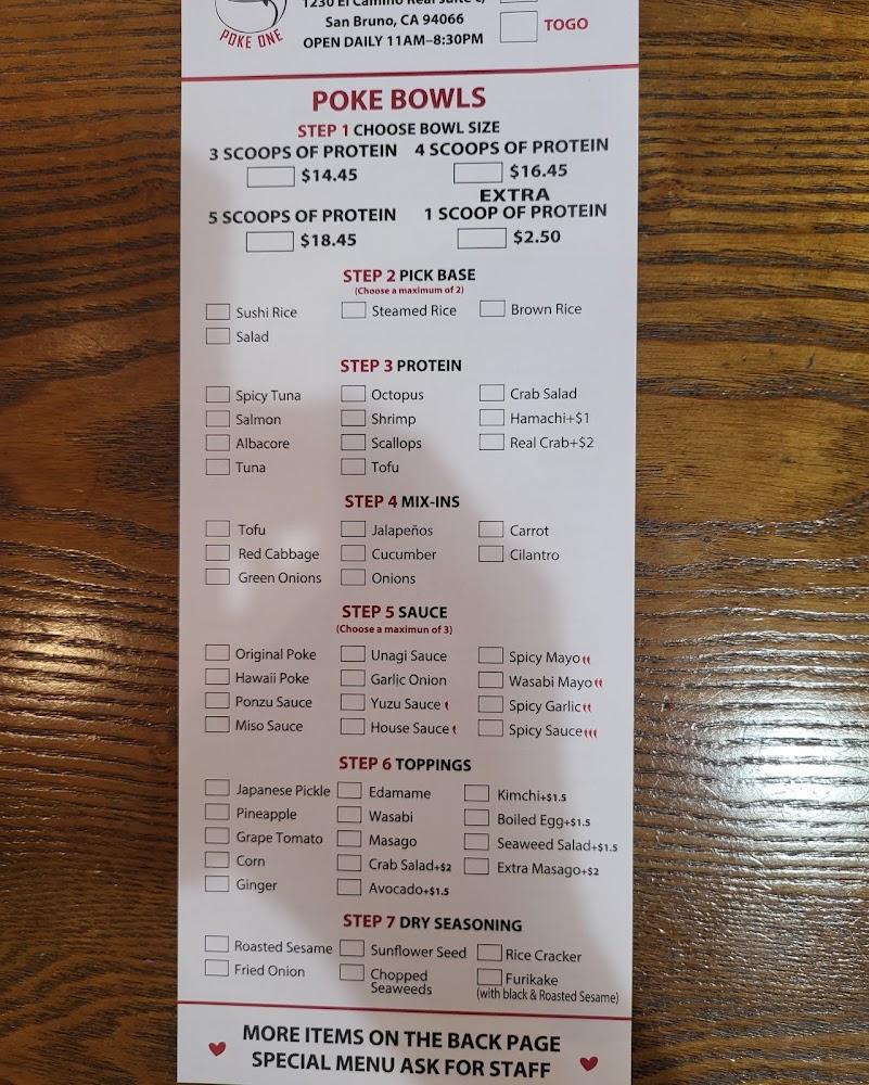 Poke One Menu image 2